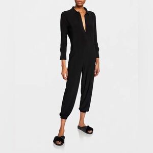 Norma Kamali spread collar jogger jumpsuit